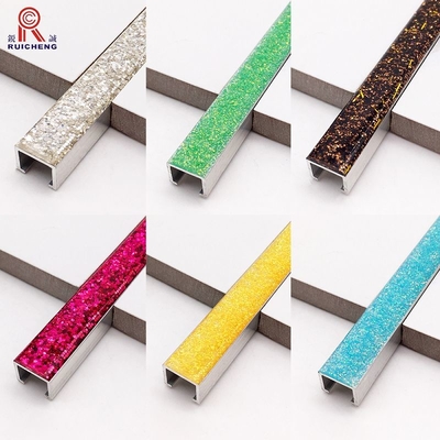 U Shape Listello Tile Trim , 6463 Aluminum Mosaic Trim In Bathroom